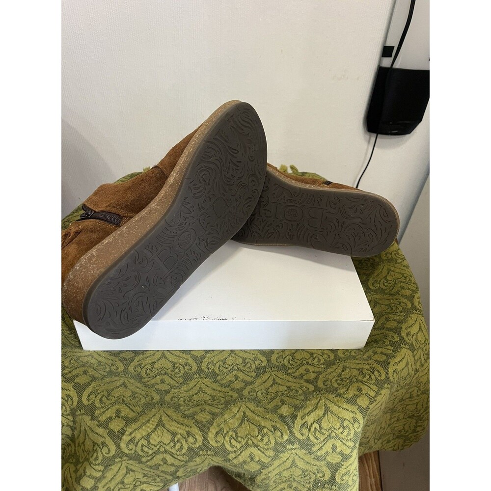Born Viana Womens Brown Suede Wedge Ankle Zip Comfort Boots Size 9 - Picture 7 of 9
